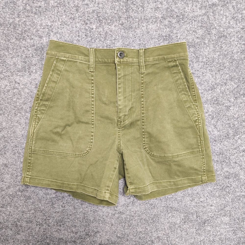 Madewell Shorts Womens 26 Green Utility Twill High Rise Patch Pocket Casual